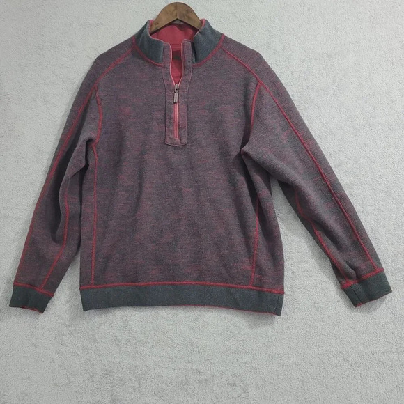 Tommy Bahama Mens Reversible Half-Zip Pullover Sweatshirt L Cotton Blend 21PT - Picture 1 of 8